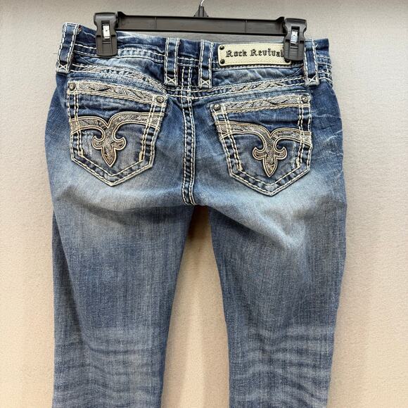 Rock Revival Jeans Women's 25(2) Blue Jazlyn Easy Straight Sequin Embellished - Picture 3 of 15